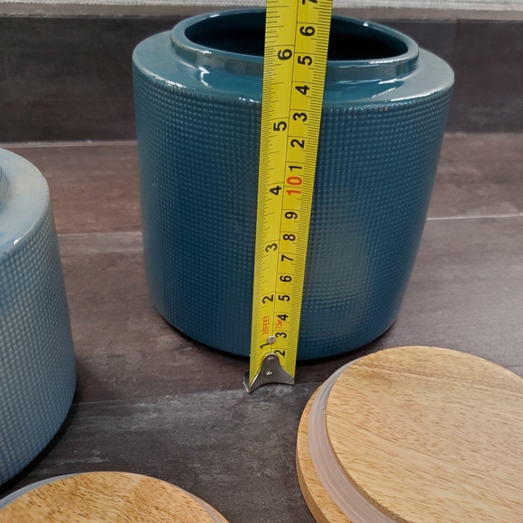 Crate and Barrel Ena Blue Canisters, Set Of 2, Medium and Small, NWT - Picture 12 of 16